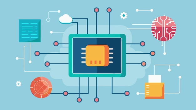 artificial intelligence chip vector graphics illustration EPS source file format lossless scaling ic