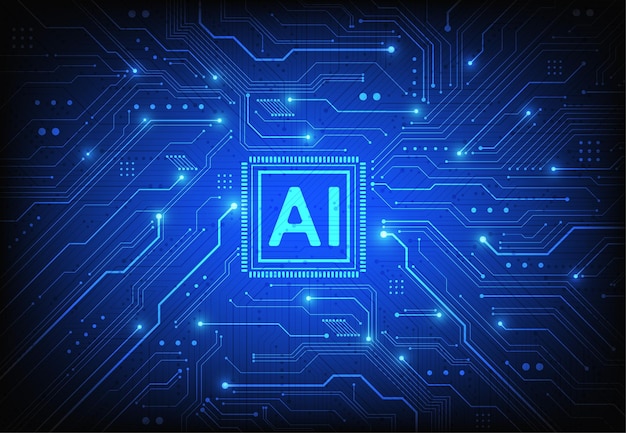 artificial intelligence chipset on circuit board in futuristic concept technology artwork for web banner card cover vector illustration