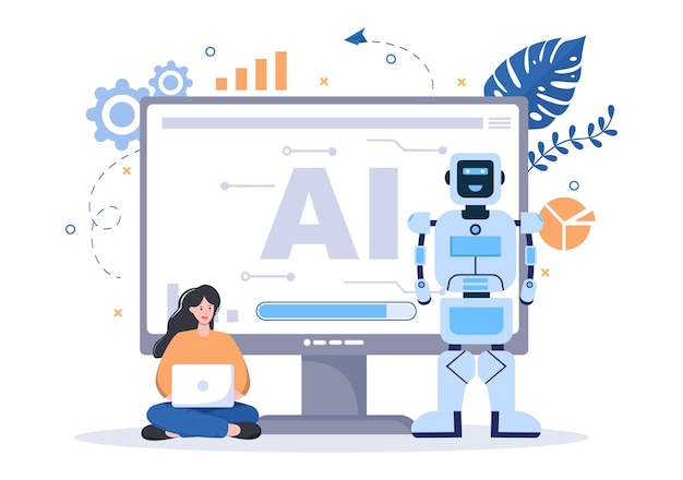 artificial intelligence digital brain technology and engineering concept with programmer data or systems that can be set up in a scientific context. vector illustration