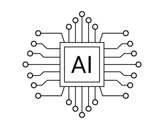 artificial intelligence icon design emblem ai circuit chip digital smart mind network symbol vector illustration