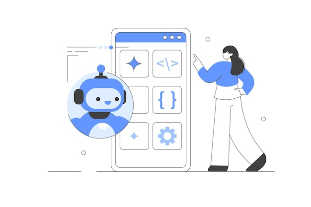 artificial intelligence phone screen using ai chat bot for programming neural network technology