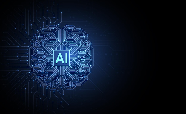 Artificial intelligence with brain networking computing connection with internet icons concept