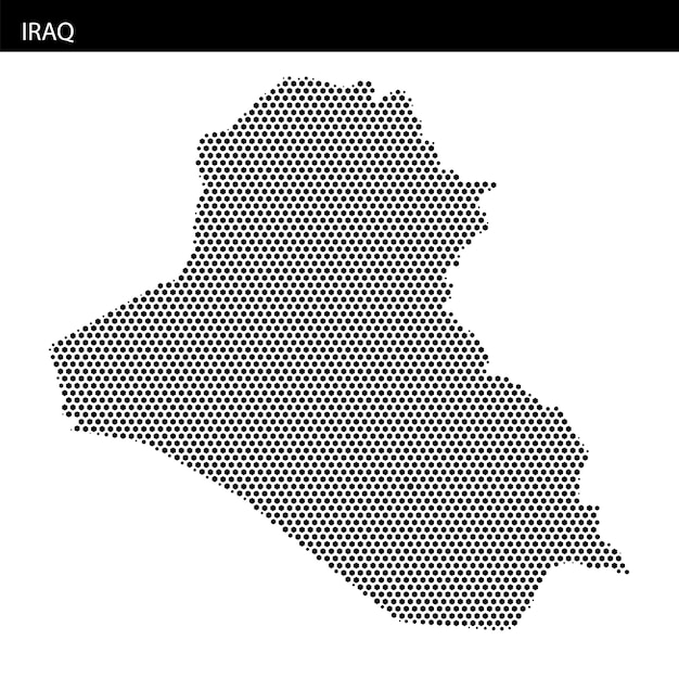 artistic representation of iraq using hexagonal dotted patterns in monochrome style
