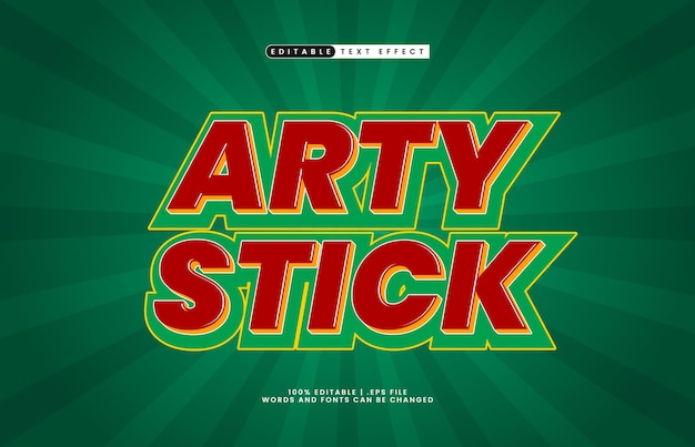 arty stick editable text effect with a kids and game text style