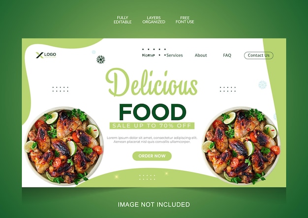 Asian food menu restaurant landing page template
