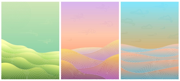 asian gradient background blue abstract elegant waves simple art shapes geometric line japanese posters modern minimal recent vector covers