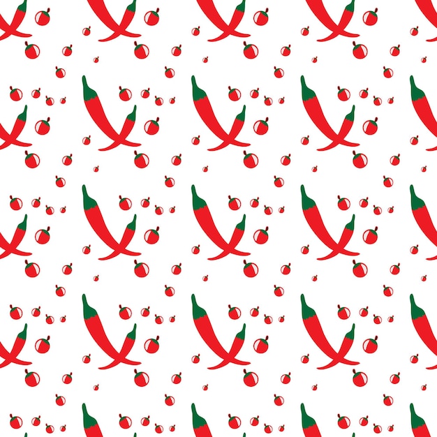 Asiatisk mat sømløst mønster med formen av chili og paprika abstrakt premium vektor design
