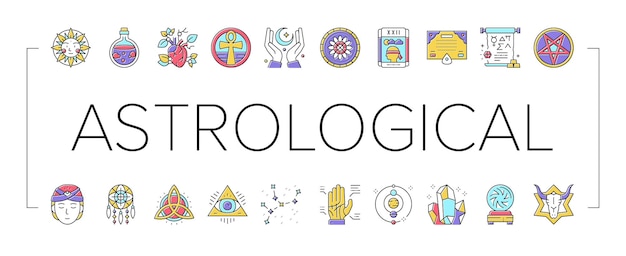 Astrological objects collection icons set vector