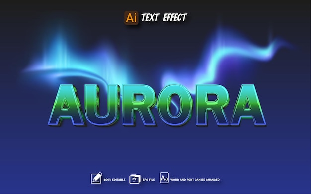 aurora text effect editable text eps