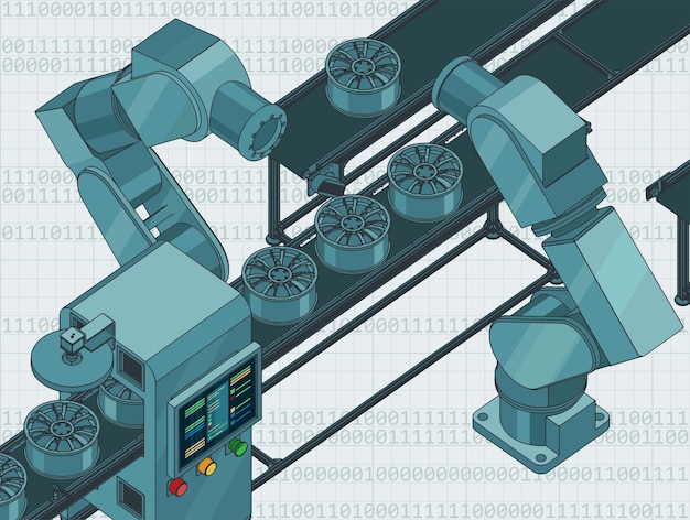 Automated factory line illustration