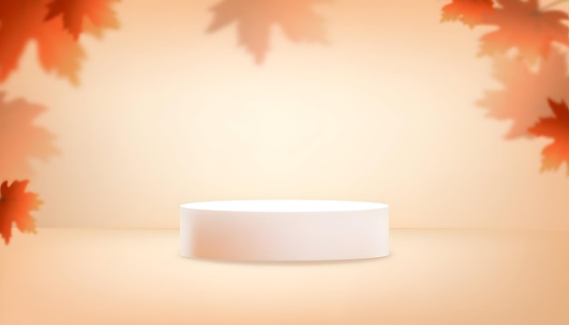 Autumnal Product Display Stage with Maple Leaves