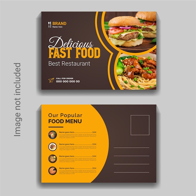 awesome restaurant fast food service postcard design template