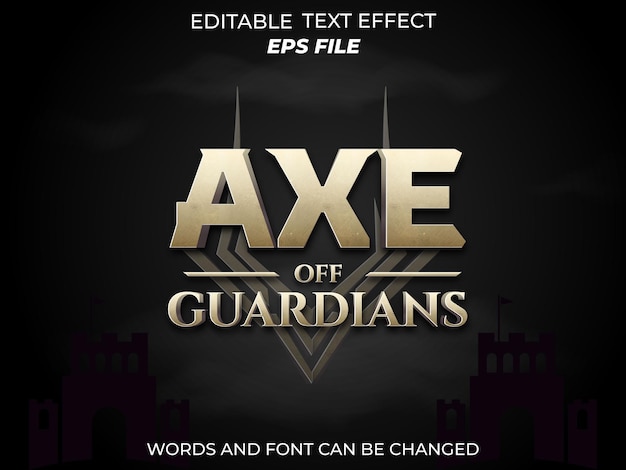 axe guardian text effect font editable typography 3d text for badge game