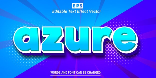 azure 3d editable text effect vector with background