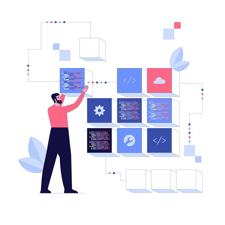 Vektor back end development abstract concept illustration