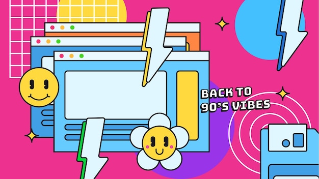 Back to 9039s vibes Nostalgic colorful design background
