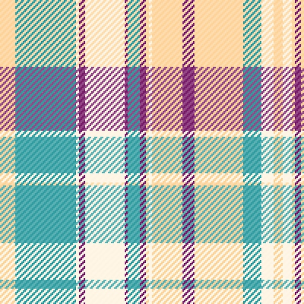 Background tartan vector of fabric plaid textile with a pattern check seamless texture in cyan and orange colors