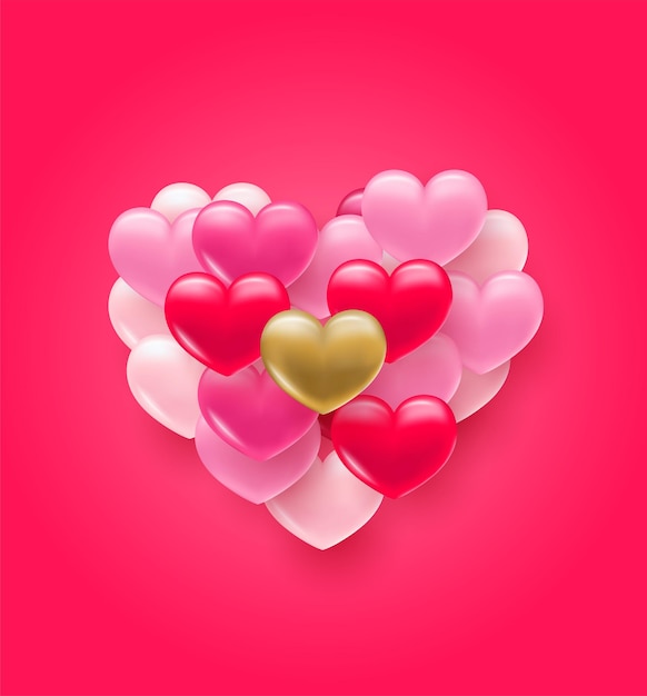 background with heart delicate bright with 3d volumetric hearts texture for banner