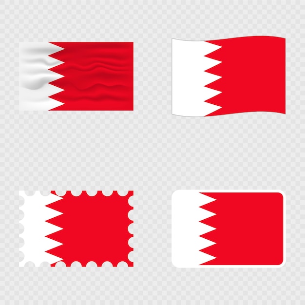 bahrain national flag in four different styles