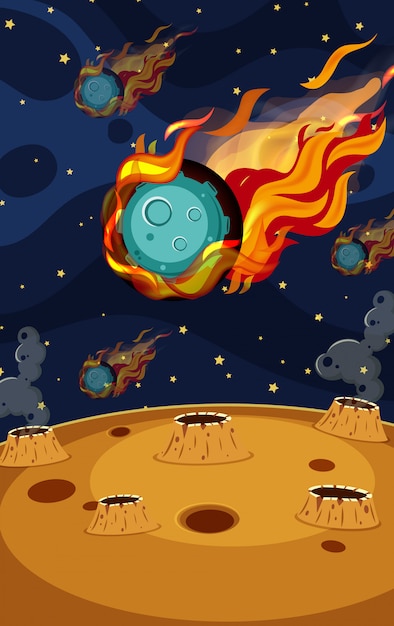 Bakgrunnsscene med asteroide som flyr i rommet
