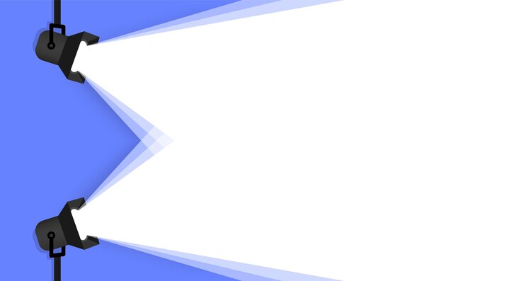 Banner spotlight background Retro spotlight is glowing on wall