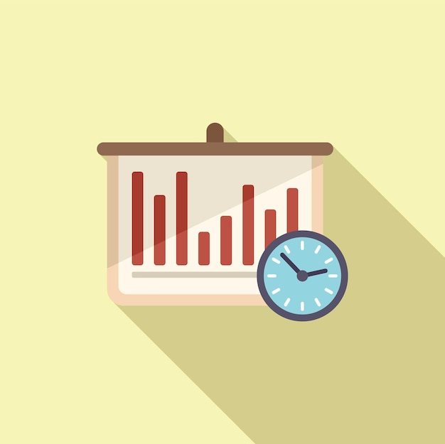 Banner timer icon flat vector Clock project Task control