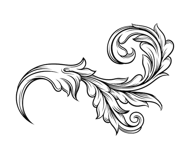 baroque element with scroll and ornamental circular motif vector illustration