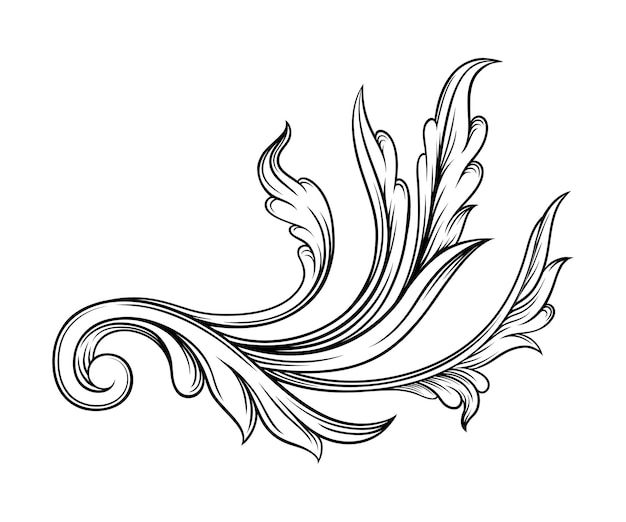 baroque element with scroll and ornamental circular motif vector illustration