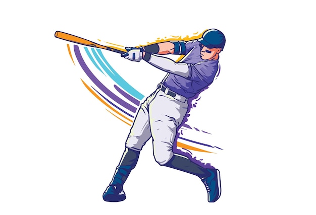 Baseball player action figure gesture colorful