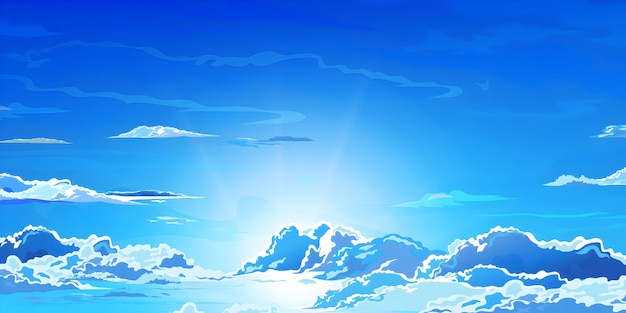Beautiful Blue Sky with Clouds and Sunlight
