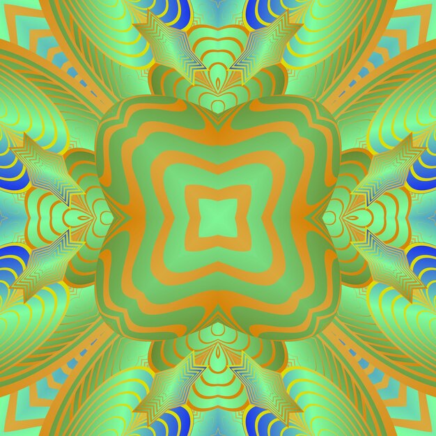 Beautiful seamless textured abstract background in green blue and yellow lines