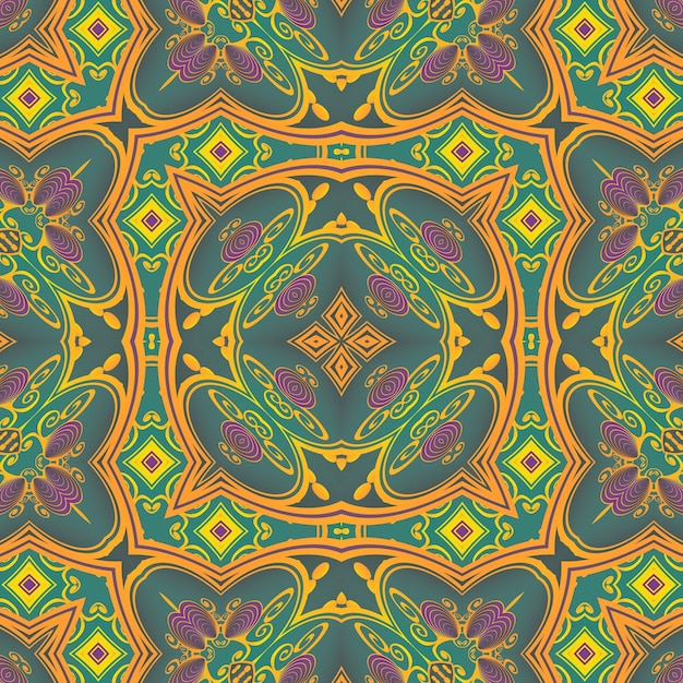 Beautiful seamless textured abstract background in green red yellow colors