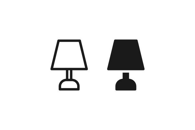 bedside lamp icon line and flat