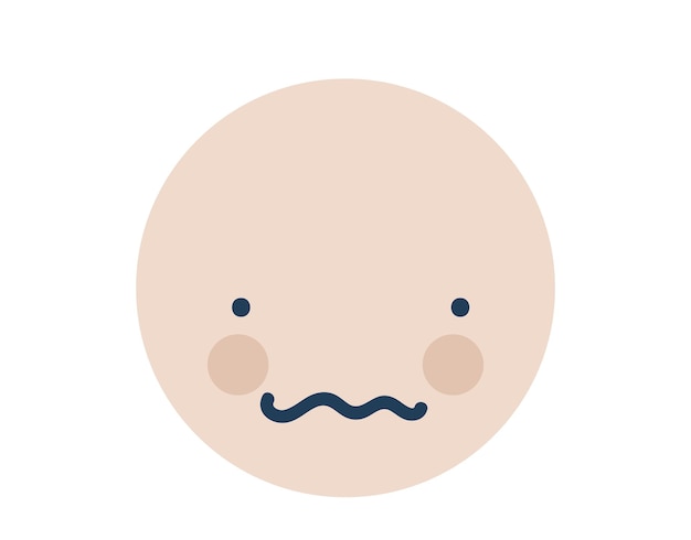 beige silly round emoji icon object symbol flat vector art cartoon element