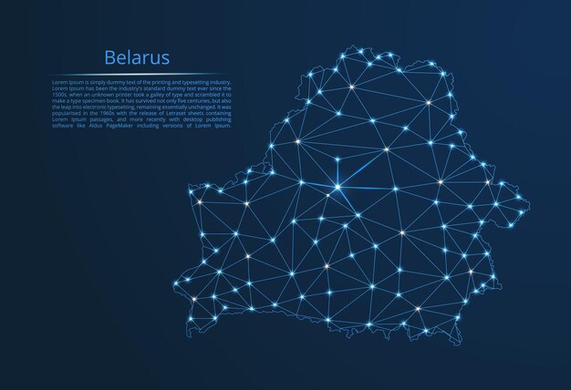 belarus communication network map vector low poly image of a global map with lights