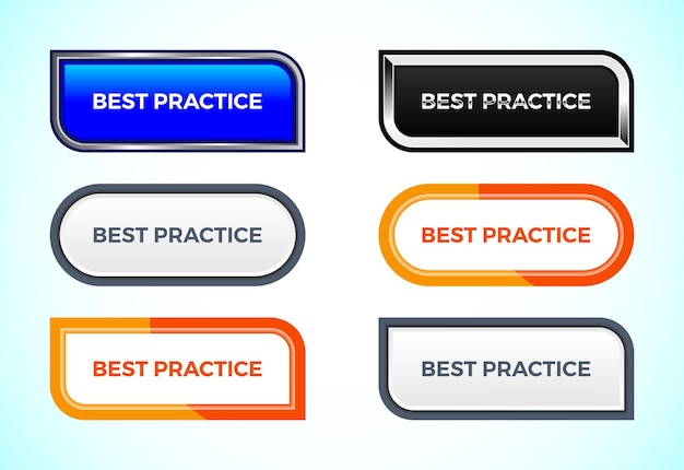 Best practice button set of different shapes and colors Suitable for mobile app and website UI design