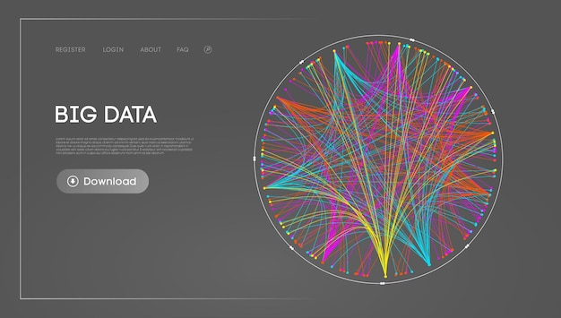 Big data circle blockchain technology background neural network digital background