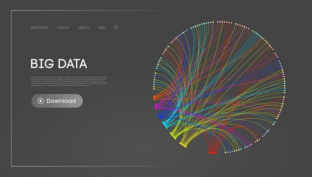 big data circle blockchain technology background neural network digital background