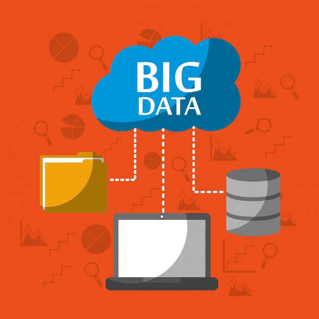 big data computer laptop storage file folder cloud