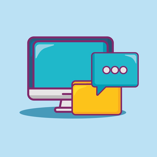 big data design with computer and document folder 