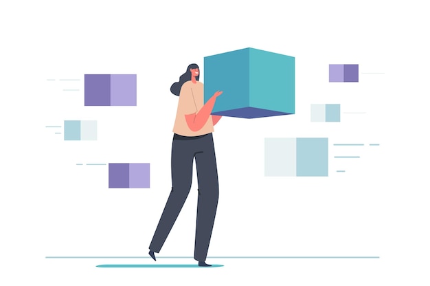 Big Data Server Storage Monitoring And Managing Networks Concept Tiny Engineer Carry Huge Information Pixel