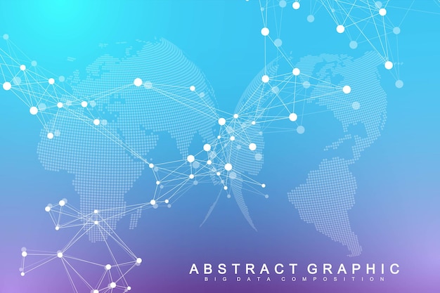 big data visualization. geometric abstract background visual information complexity. futuristic infographics design. technology background with connected line and dots, wave flow. vector illustration.