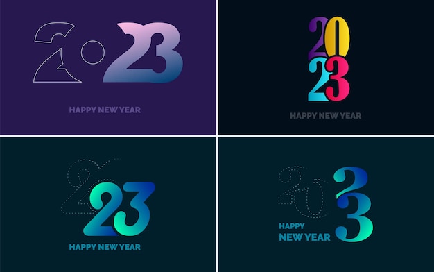 big set of 2023 happy new year logo text design 2023 number design template collection of 2023 happy new year symbols new year vector illustration