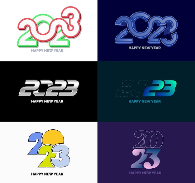 big set of 2023 happy new year logo text design 2023 number design template vector new year illustration