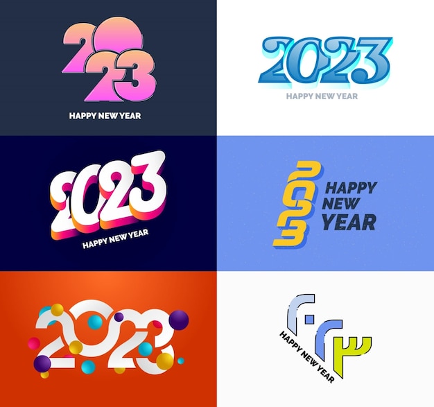 big set of 2023 happy new year logo text design 2023 number design template vector new year illustration