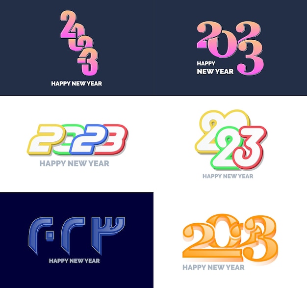 big set of 2023 happy new year logo text design 2023 number design template