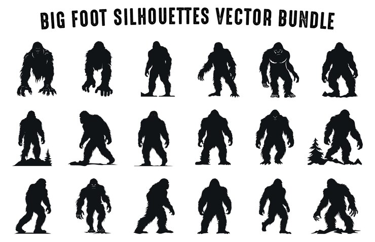 Vektor bigfoot vector silhouettes clipart bundle yeti vector illustrations silhouettes of bigfoot