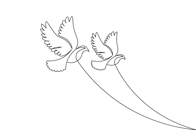 bird continuous one line drawing and minimalist style isolate outline vector illustration