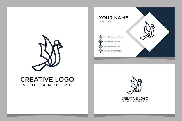 bird design logo template with art line style and business card design