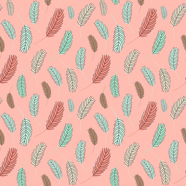 Bird feathers seamless pattern Easter pattern with chicken feathers Vector flat illustration Design for textiles packaging wrappers greeting cards paper printing